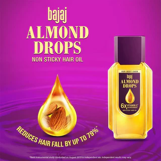 (ซื้อในไลฟ์ 12 บาท)Bajaj Almond Drops น้ำมันใส่ผมอัลมอนด์ ฟื้นฟูผมเสีย ผมร่วง กลิ่นหอม