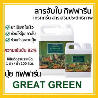 สินค้าเกษตร ปุ๋ยน้ำ กิฟฟารีน  ปุ๋ยเกรทกรีน 1ลิตร สารจับใบ ยาจับใบ สารเสริมประสิทธิภาพ ปุ๋ยคุณภาพสูง สำหรับ ฉีดพ่นทางใบ