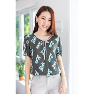 Narinari : MT2203 Balloon Sleeve with Bow Blouse (ใช้โค้ด NARISP9 ลดทันที 65.- เมื่อช็อปครบ 500.-)