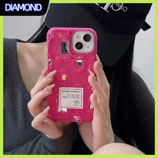 💲คูปองเคลม💲เคสไอโ case for iphone 11 12 เซ็ตยีนส์สีชมพู แฟชั่นเคส 14 13 12 11 pro max ป้องกันรอยขีดข่วน ทนทาน