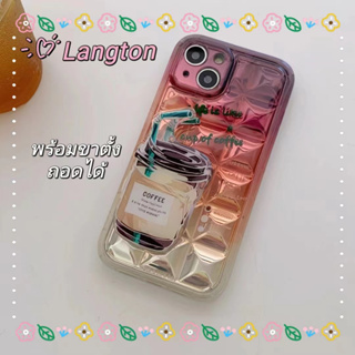 🌈Langton🌸ขาตั้ง ถอดได้ ป้องกันการหล่น ขอบเต็ม iphone 11 14 pro max ไล่ระดับ ความคิดสร้างสรรค์ case for iPhone 12 13