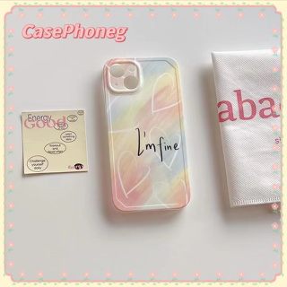 🍑CasePhoneg🍑ป้องกันการหล่น ขอบเต็ม iPhone 11 14 pro max รูปหัวใจ สีสัน ไล่ระดับ เรียบง่าย หวานสวย case for iPhone 12 13