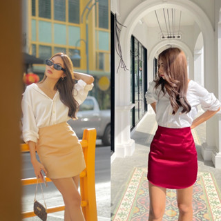 Barbie skirt กระโปรงซาตินเว้าข้าง