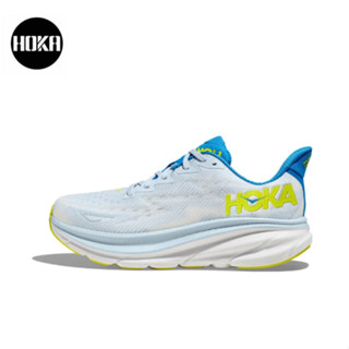 HOKA ONE ONE Clifton 9 Wide White yellow ของแท้ 100 %  Sports shoes Running shoes style