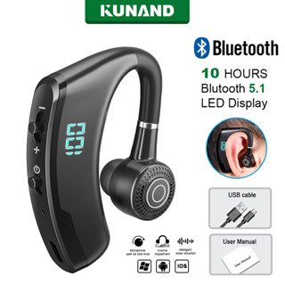 KUNAND  หูฟังโมโน Bluetooth Headsets หูฟังไร้สาย หูฟังคุยโทรศัพท์ หูฟังข้างเดียว หูฟังประชุม - Black กันน้ำ หูฟังบลูทูธ