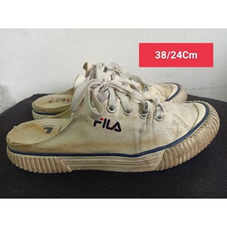 Fila Size 38 ยาว 24 Cm  รองเท้ามือสอง ผู้หญิง เท้าเล็ก  ผ้าใบ สวม แฟชั่น ลำลอง เที่ยว