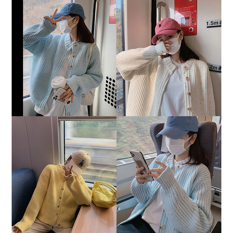 สีสวยมากๆ pastel cardigan เสื้อกันหนาวแขนยาว คอกลม สไตล์เกาหลี สําหรับผู้หญิง ส่งไวจากไทย