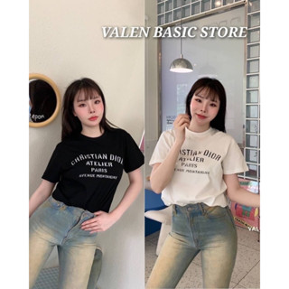 VALEN BASIC STORE 🖤🤍เสื้อยืดพิมพ์ลายอักษร CD