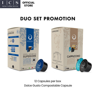 (Duo Set) Punto Italia Espresso กาแฟแคปซูล SUPERIORE / CAPPUCCINO สำหรับเครื่อง DOLCE GUSTO® (12 แคปซูล/กล่อง)