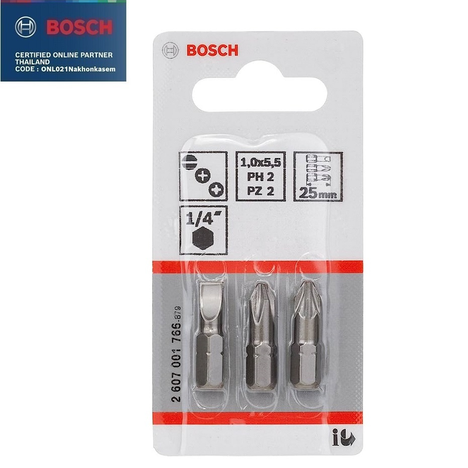 BOSCH ดอกไขควง SL1.0x5.5 / PH2 / PZ2 / 2607001766 BOSCH ของแท้100%