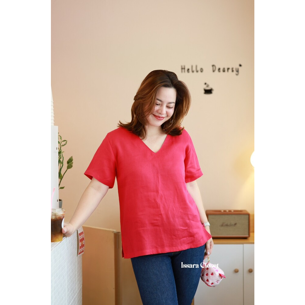 Tee Wee Linen #Pink-Reded ราคา ถูกที่สุด ดีลบีเคเค รูปภาพหลัก