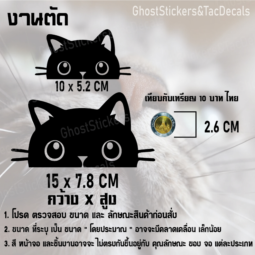 1สติกเกอร์แมวดำ แอบมอง แบ๊วๆ cat peeker สติกเกอร์น่ารัก แต่งรถยนต์ มอเตอร์ไซค์