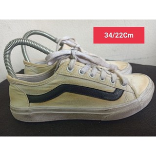 Vans Size 34 ยาว 22 Cm  รองเท้ามือสอง ผู้หญิง เท้าเล็ก  ผ้าใบ สวม แฟชั่น ลำลอง เที่ยว