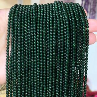 หยกแอฟริกา African Jade 3 mm ทรงกลม เส้นยาว