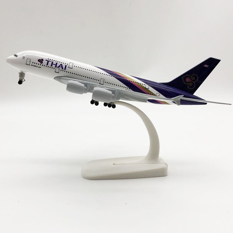 โมเดลเครื่องบิน การบินไทย A380 ขนาด 19-20 ซม.วัสดุทำจากเหล็ก สวย ลำใหญ่ มีล้อ งานละเอียด - ของเล่น ของขวัญ ตั้งโชว์