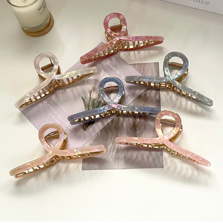 กิ๊บหนีบผมทองเหลือง ลายอะคริลิคโฮโรแกรม แบบเกลียว แฟชั่นสไตล์เกาหลี ขนาด 11 cm ++พร้อมส่งจากไทย++