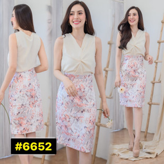 6652:งาน 2 ชิ้นเสื้อเป็นผ้าชิฟฟ่อนกระโปรงผ้าโรเช