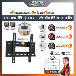 Sure Vision ขาแขวนทีวี ขนาด 26″- 60″ รุ่น V7 (เหล็กหนาพิเศษ ปรับก้มได้ 20 องศา)