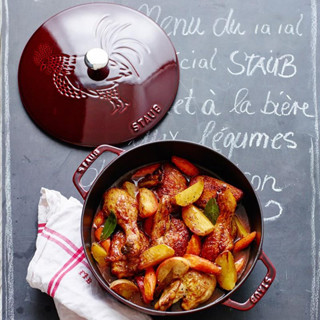 Germany STAUB rooster pattern cast iron enamel pot quality bargain grab 3.6 litres capacity 4-6 people use 24cm