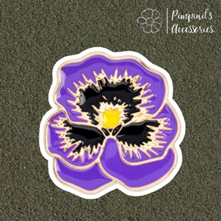 ʕ •ᴥ•ʔ ✿ พร้อมส่ง : เข็มกลัดลายดอกป๊อปปี้สีม่วง | Purple Poppy Flower Enamel Brooch Pin.