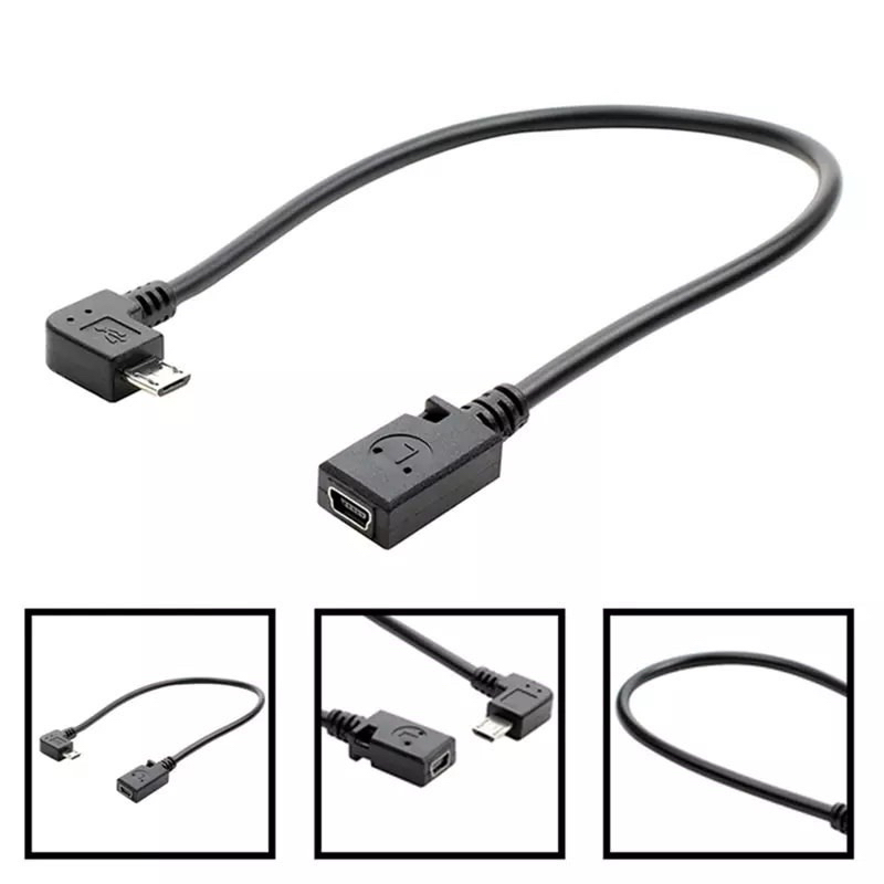สายแปลงข้อมูล90องศา90องศาMicro USB To Mini 5Pin USBหญิงอะแดปเตอร์แปลงข้อมูลสาย Micro usb To Mini Usb 5pin M/F