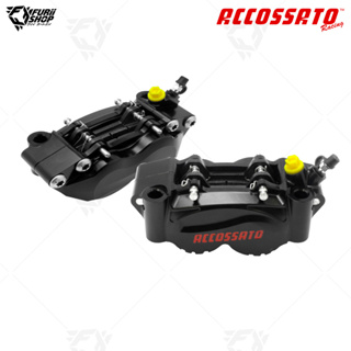 ปั้มล่าง Accossato Radial Brake 4P Caliper Billet CNC (Black Anodized) โลโก้แดง