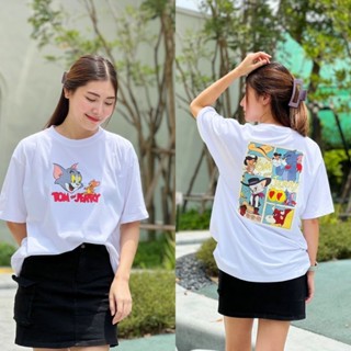 LAYLY เสื้อยืดโอเวอร์ไซส์ลายทอมแอนเจอร์รี่ อก44นิ้ว (ป้าย Qotton Land)