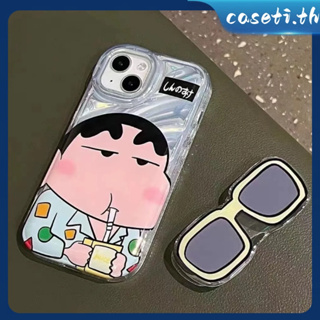 คูปองเคลม🎀เคสไอโ case for iphone 11 12 เครยอนชินจัง สวมแว่นกันแดด เคส 14 13 12 11 pro max เคสใส TPU นิ่ม