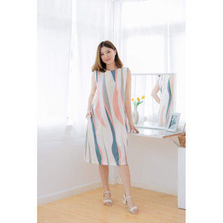 Mommade-เดรสให้นม ชุดให้นม Pastel Long Basic Dress