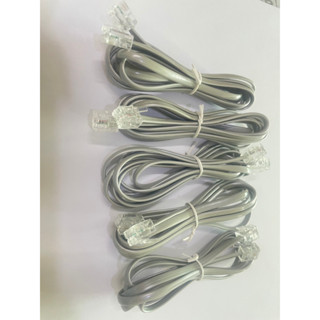 สายโทรศัพท์ สายแบน เข้าหัวสำเร็จรูป สีขาว สายโทรศัพท์ สายต่อโมเด็ม เข้าหัวสำเร็จรูป Cable Telephone ADSL Modem