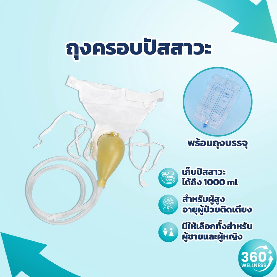 [360wellness อุปกรณ์เพื่อผู้สูงอายุ] ส่งไว🔥 ชุดถุงครอบปัสสาวะ ถุงปัสสาวะ ถุงปัสสาวะพกพา 1000 ml ผู้ป่วย ผู้สูงอายุ