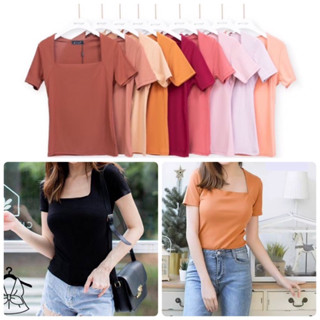 เสื้อคอเหลี่ยมแขนสั้น ผ้าคอตตอน Gi-ANTS