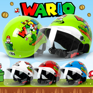 หมวกกันน็อค ครึ่งใบ เด็กเล็ก V-TECH Helmet รุ่น WARIO  แถมฟรี แผ่นบังลมนิรภัย PC (สำหรับเด็ก)