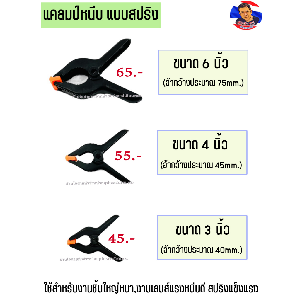 แคลมป์หนีบแบบสปริง สำหรับหนีบงานเลนส์ , หนีบแป้นแอร์ปั้มทำฝา
