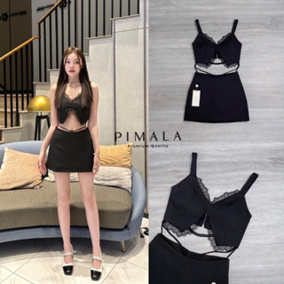 Code : M9 Pimala Set เซต2ชิ้น เสื้อผ้าผู้หญิง ชุดเซตกระโปรงสั้น สีดำ ไซส์ Xs-M ชุดเข้าเซต