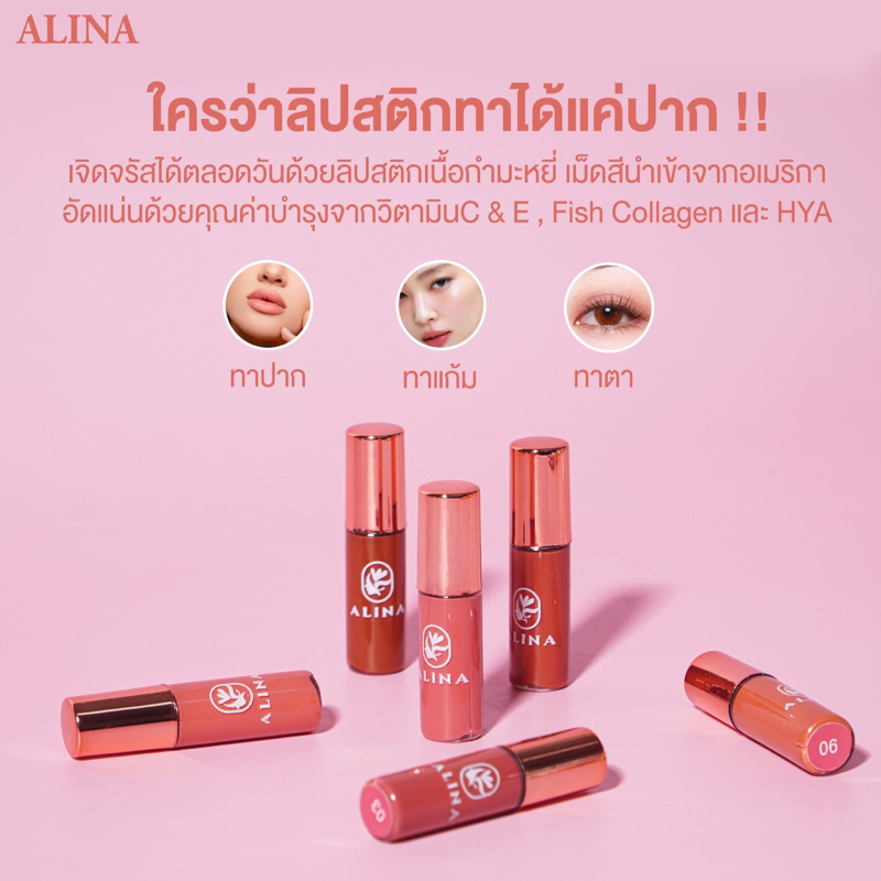 ALINA Mini Velvet Matte Lip 1.5g. ลิปสติก 3-In-1 ที่สามารถทาได้ทั้งตา แก้ม ปาก ราคา ถูกที่สุด ดีลบีเคเค แกลเลอรีภาพที่ 9
