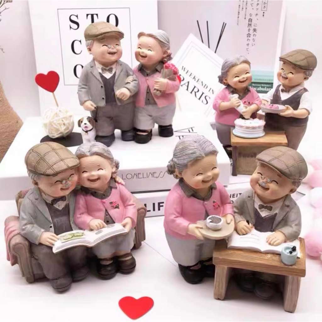 ตุ๊กตา ตายาย เรซิน ตกแต่งบ้าน คู่รักตายาย ความหมายดี ของขวัญสำหรับโอกาสพิเศษ งานแต่ง ตุ๊กตาคู่รัก