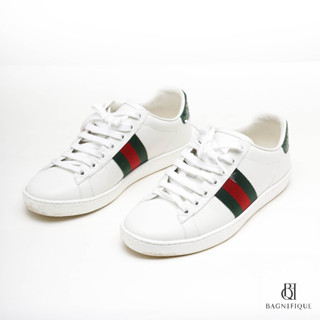 GUCCI SNEAKER 36 WHITE GREEN RED CALF