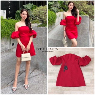 ❣️พร้อมส่ง📌 STYLISTA 6146 เดรสเกาะอก แขนรั้งเเบบสั้นพองๆ ทรงพอดีตัว ใส่สวยเรียบหรูมาก ดูดีเหมือนเซเลป ใส่ได้หลายโอกาส