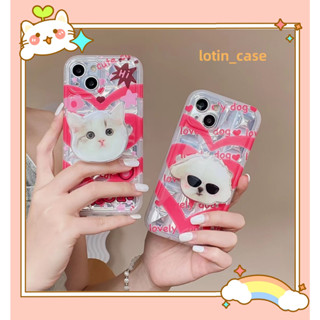 🎁ส่งของขวัญ🎁เคสไอโฟน สำหรับ 11 13 for iPhone Case 14 12 Pro Max ตลก ลูกสุนัข พร้อมขาตั้ง กันกระแทก ปกป้อง เคสโทรศัพท์