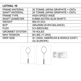 ไม้แบด APAC LETHAL 10 มี2 สี กรม/เงินNavy/silver ดำ//เงินDark Grey/Silver