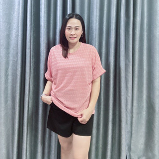 เสื้อสาวอวบคอกลมผ้านุ่ม/ด015