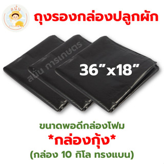 *ส่งด่วน* ถุงรองกล่องโฟม ถุงรองกล่อง ขนาด 36x18 นิ้ว สำหรับกล่องกุ้ง 10 กิโล ทรงแบน ถุงดำรองกล่องโฟมปลูกผัก ไฮโดรโปนิกส์