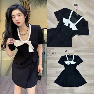 ราคาถูกที่สุด!! CHERISH เดรสสุดcute Black , Pink , Off-wite