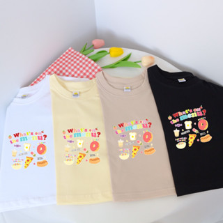 ✅พร้อมส่ง เสื้อครอป คอตตอน 100% สกรีนลาย what’s on the menu เสื้อยืดครอป Cotton