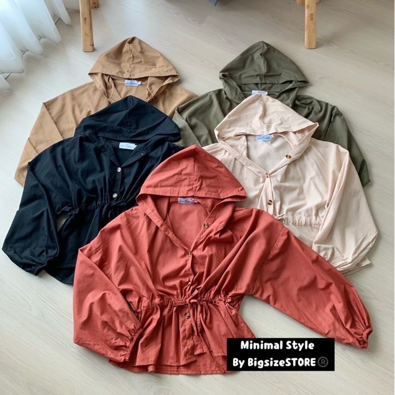 MG0126 เสื้อแขนยาวมีฮู้ด ไซส์ใหญ่ อก50 ผ้าฝ้ายลินิน ผูกเอว ใส่สบาย สาวอวบ