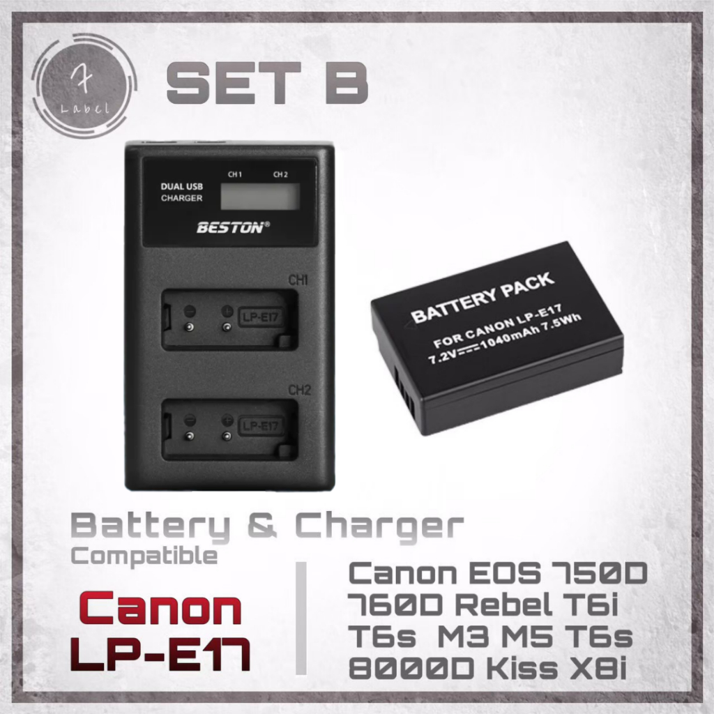 แบตกล้อง Canon LP-E17 + แท่นชาร์จ สำหรับกล้อง Canon EOS RP M3 M5 M6 750D 760D T6I T6S 8000D KISS X8i