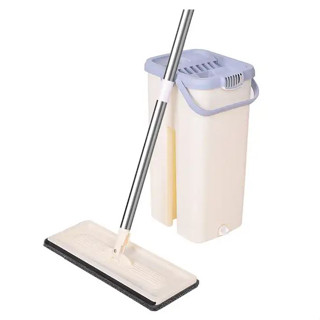 ไม้ถูพื้นแบบรีดน้ำพร้อมถังปั่น Flat mop ม็อบถังรีดน้ำ รุ่น CLEANING11