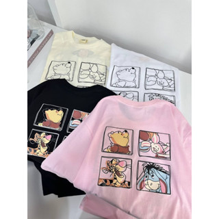 💛Pooh Gang เสื้อยืดหมีพูห์ โอเวอร์ไซต์ ใส่สบาย มี2ลาย ผ้าcotton