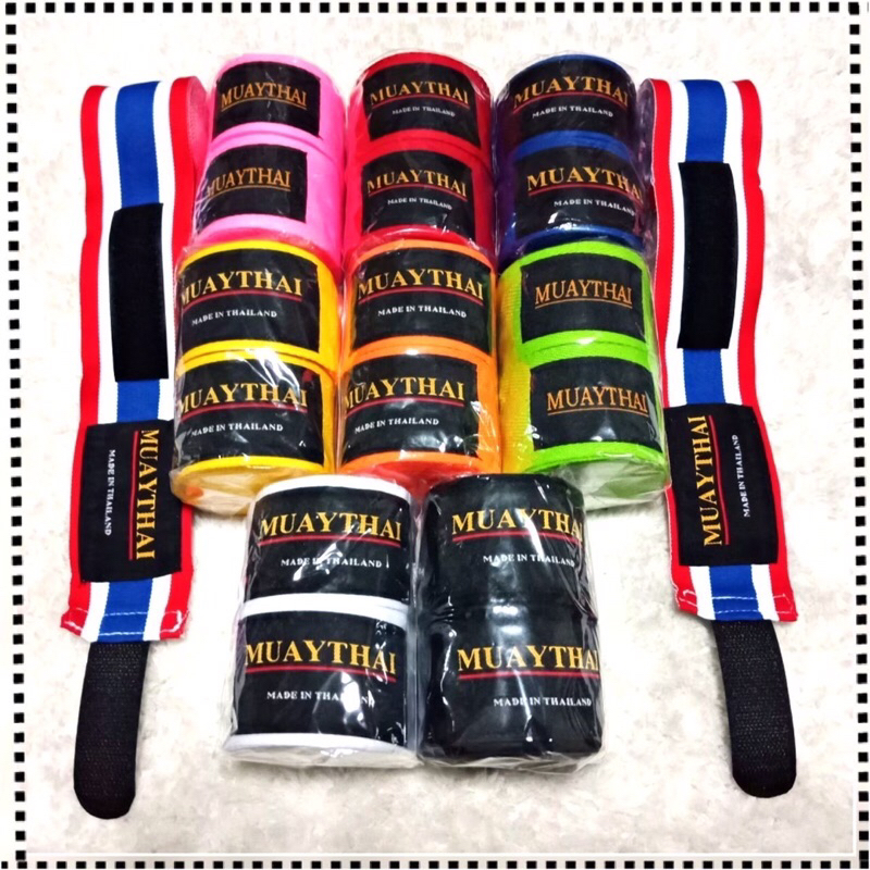 ผ้าพันมือชกมวย ยี่ห้อ Muaythai เด็ก-ผู้ใหญ่ ผ้าคอตตอนคุณภาพดี ส่งไวส่งทุกวัน